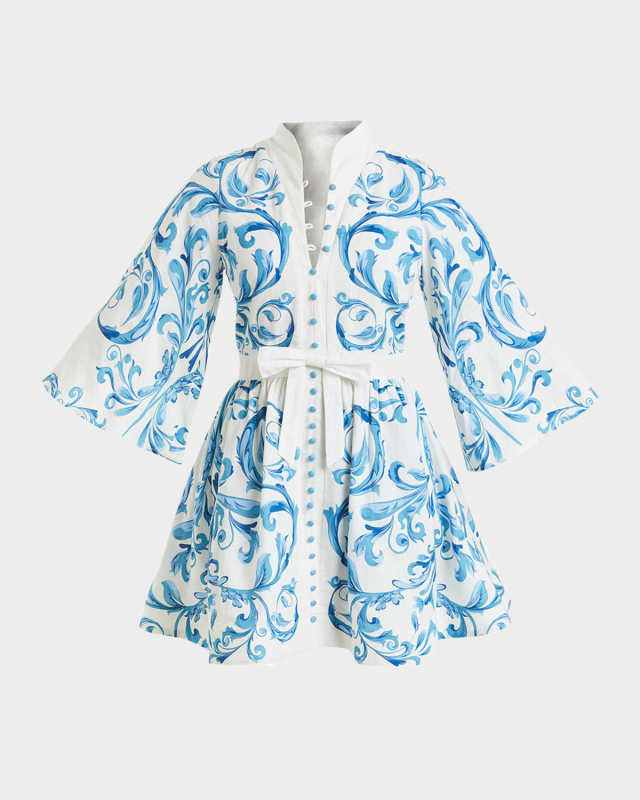 Carmen Floral-Print Bow Mini Dress
